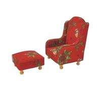 Fenteer Miniature Dollhouse Furniture Set Micro Landscape Decor Mini Sofa Arm Chair Ottoman Vintage Living Room Furniture /12, Red