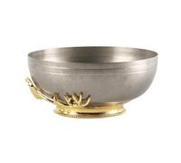 Fenteer Modern Decorative Snack Bowl for Serving Dried Candy On Coffee Table Centerpiece Geometric Alloy Metal Bowl with Curved Body and Raised Bands for Home Decor Entryway Display, Style to 1