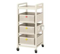 Fenteer Multi Tier Metal Storage Cart with Three Sliding Drawers and Open Upper Rack for Kitchen Supplies Craft Materials Suitable for Dining Area, White