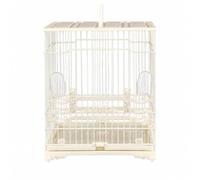 Fenteer One Bird Cage for Small Birds White Steel Frame Compact Square Enclosure with Top Carrying Handle and Front Access Door Suitable for Home Use, 25x25x30cm