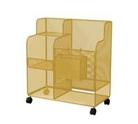 Fenteer Organizer Utility Cart with Wheels Practical Vertical Mat Storage Rack for Foam Roller Soccer Dumbbells, Gold