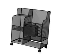 Fenteer Organizer Utility Cart with Wheels Practical Vertical Mat Storage Rack for Foam Roller Soccer Dumbbells, Black