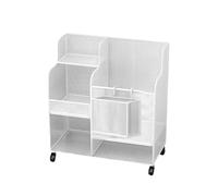 Fenteer Organizer Utility Cart with Wheels Practical Vertical Mat Storage Rack for Foam Roller Soccer Dumbbells, White
