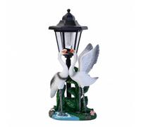 Fenteer Outdoor Decorative Light Statue Lantern Yard Sculpture Crane Figurine Pathway Light Resin Frame Auto Night Light suitable for backyard, Couple White Cranes