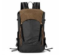 Fenteer Outdoor Hiking Pack Backpack Daypack Rucksack Bag With Padded Straps Breathable Mesh And Compression Straps In Nylon And Synthetic Leather Suitable, Brown, Khaki, L