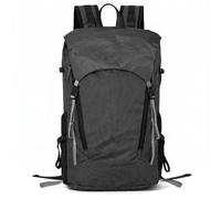 Fenteer Outdoor Hiking Pack Backpack Daypack Rucksack Bag With Padded Straps Breathable Mesh And Compression Straps In Nylon And Synthetic Leather Suitable, Black, Black, L