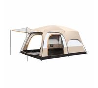 Fenteer Outdoor Waterproof Tent Tent Cabin Tent Shelter With Tall 2.1m Spacious Interior Easy Assembly Steel Frame Mesh Panels For Suitable for mountain, Array, Khaki, Medium 5-8 Person