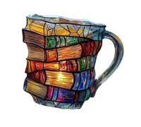 Fenteer Painted Book Mug Resin Gifts Lightweight Creative Coffee Cup Coffee Mug for Teachers Librarian Bibliophiles Literature Lovers, Style B