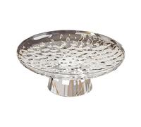 Fenteer Pedestal Fruit Bowl Food Dish Aesthetic Lightweight Versatile Serving Tray Fruit Plate for Kitchen Counter Office Dining Room, White and Silver