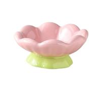 Fenteer Pet Bowl Cat Feeder Dish Ceramic Food Feeding Feeding Accessory Tulip Shape Puppy Bowl Food Dish for Small Dog Kiitten Puppy, Shallow Bowl
