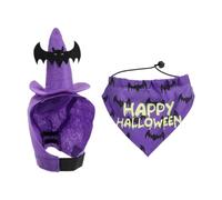 Fenteer Pet Halloween Costume Dog Accessories,Fancy Dress up,Hat and Bandana Set Cute Sturdy Funny for Puppy Dogs Cosplay Decoration, Purple L