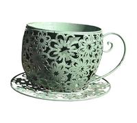 Fenteer Planter Pot Metal Coffee Cup Planter Desktop Outdoor Pots Teacup Flower Pot for Bookshelf Hotel Birthday Gift Decor, Green