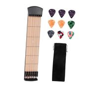 Fenteer Pocket Guitar Fingerboard for Beginner Guitar Learning Mini with Storage Bag Teaching Training Aid 6 Fret Practice Neck, Black
