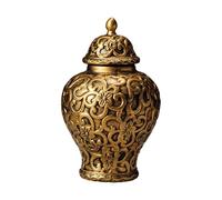 Fenteer Porcelain Ginger Jar Ceramic Flower Vase Chinese Collection Tabletop Ornament Decorative Jar for Desk Home Wedding Home Decor, small