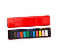 Fenteer Portable Watercolor Paint Kit with Brush And Palette for Creative Activities, 12 Colors