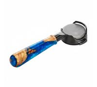 Fenteer Portafilter Handle Bottomless Machine Detachable Replacement with Sturdy Steel Core Visual Wood Resin Style, Blue, Black Head + Blue Resin Handle