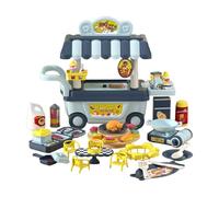 Fenteer Pretend Play BBQ Cart Toy Set Kids Grill Playset BBQ Simulation Preschool Learning Early Education Role Playing Barbecue Game
