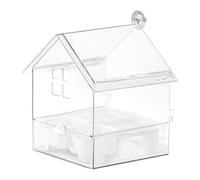 Fenteer Pull Out External Parrot Feeder Bird Feeder Large Capacity Sturdy Bird Bath Tub Transparent for Fence Patio Hummingbird Finch