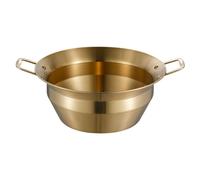 Fenteer Purpose Cookware Hot Pot Bowl Pan Dish with Two Flavor Divider and Brushed Stainless Steel Body Flat Stable Base for, Gold Clear Soup Flat Ear Connection, 30cm