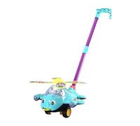 Fenteer Push Along Walking Toy Preschool Learning Activities Balance Walking Play Toy Cartoon Airplane Trolley for 1-3 Year Olds Kids, Blue