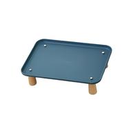 Fenteer Raised Pet Feeder Stand Comfort Pet Feeding Dish Stand Cat Dog Bowl Tray, Dark Blue