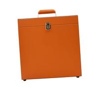 Fenteer Record Storage Case, Storage Box Stylish PU Leather Retro Carrying Case Record Crate for Cabinet Music Studios Parties, Orange