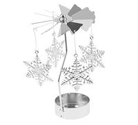 Fenteer Rotary Candle Holder Candlestick Metal Small Craft Sliver for Christmas Decoration, Snowflake, 4.4 x 13cm