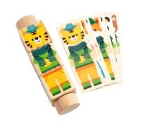 Fenteer Rotating Twist Block Educational Toy Animal Themed Sensory Developmental Preschool Basic Skill Wooden Puzzle Toy for Children