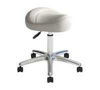 Fenteer Saddle Stool Multipurpose Stable with Wheels Adjustable Bar Stool PU Leather for Beauty Massage Salon Barbershop Coffee Shops, White