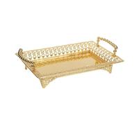 Fenteer Serving Tray Decorative Snack Serving Tray Storage Makeup Simple Dessert Cake Stand Fruit Bowl for Kitchen Household Bedroom, Gold