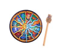 Fenteer Shaman Drum Instrumental Shamanic Hand Drum Prop Music Lovers Gift Play Versatile Games Party Adults Round Musical Instrument, TwelveConstellations