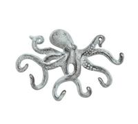 Fenteer Shaped Wall Hook Iron Construction with Curved Arms Cuttlefish Motif Coat Hook and Nautical Style Storage Rack for Kitchen Cafe, Style A