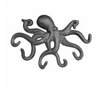Fenteer Shaped Wall Hook Iron Construction with Curved Arms Cuttlefish Motif Coat Hook and Nautical Style Storage Rack for Kitchen Cafe, Style D