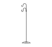 Fenteer Shepherds Hook Stand Floor Stand with Base with 2 Hooks Standing Pole Holder for Hanging Wedding Decor Planters Easy Assembly
