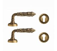 Fenteer Single Brass Door Lock Handle Set with Keyhole Escutcheon and Reversible Mortise for Left and Right Handed Wooden Doors, Style A