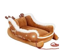 Fenteer Sled Cat Bed With No Assembly Needed Wipe Clean Surface And Generous PP Filling For Comfort Suitable For Small Pets In Autumn And Winter Living, Brown, L