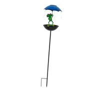 Fenteer Solar Bird Feeder Outdoors Frog Figurine with Umbrella Solar Light Garden Light for Pathway Courtyard Lawn