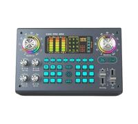 Fenteer Sound Card Professional Audio Mixer Portable Lightweight, 48V Power Voice Changer for Singing Recording Live