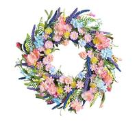 Fenteer Spring Summer Wreath Front Door Colorful Flowers Home Decoration Garland 45cm Artificial Floral for Hotel Indoor Outdoor Wall
