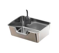 Fenteer Stainless Steel Cats Litter Tray,Litter Pan,Open Top Pet Supplies for Indoor Cats,Cat Bedpan,Kitten Potty Toilet with Spade, L