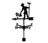 Fenteer Stainless Steel Weather Vane Figurine, Practical Wind Direction Indicator, Vintage Style Farm Scene Home Outdoor Garden Crafts Ornament, Farmer
