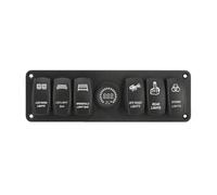 Fenteer Switch Panel 6 Switch Rocker Control Panel With Central Digital Voltmeter And Prelabeled Toggles Faceplate And 5 Pin Wiring Harness suitable for