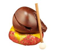 Fenteer Temple Block Percussion Instrument Handcraft Desktop Decoration with Mallet and Cushion Drum for Office SPA Tabletop, 4 Inch