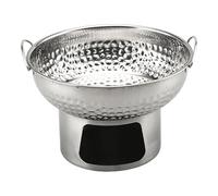 Fenteer Thai Tom Hot Pot 7inch with Handles for Buffet Serving Lightweight Multipurpose Portable Hammered Texture, Silvery