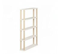 Fenteer Three Layers Rack Narrow Storage Shelf Organizer with Adjustable Tiers Wood Pillars and Minimalist Look Suitable for Living Room Bedroom Study Kitchen, 5-Tier, 60cm L X 20cm W, White