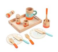 Fenteer Toddlers Tea Set,Princess Tea Time Toys Playset,Simulation,Educational Wooden Role Play with Cups Plates for Kids Age 3 4 5 6