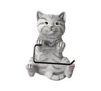 Fenteer Toilet Paper Roll Holder Bathroom Storage Decor Dispenser Novelty Resin Cat Sculpture for Office Hotel Apartment Dining Room, Grey