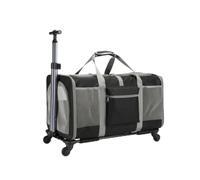 Fenteer Travel Carrier Pet Carrier Bag Trolley Crate with Wheels Soft Sided Case with Breathable Mesh Zippered Top Pull Handle and Utility Pocket Suitable for, Array, Black, 60 40 35CM