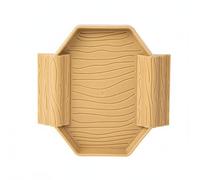 Fenteer Turtle Basin Reptile Bowl Dish Tub With Ramp Compact Soaking And Feeding Station With Anti Slip Wood Grain Surface suitable for aquatic turtles semi aquatic pets terrariums care, Khaki