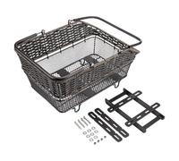 Fenteer Universal Bike Rear Mount Basket with Handle Versatile Professional Accessory for Mountain Bikes 45x32.5x20cm Large Capacity, PP and Metal